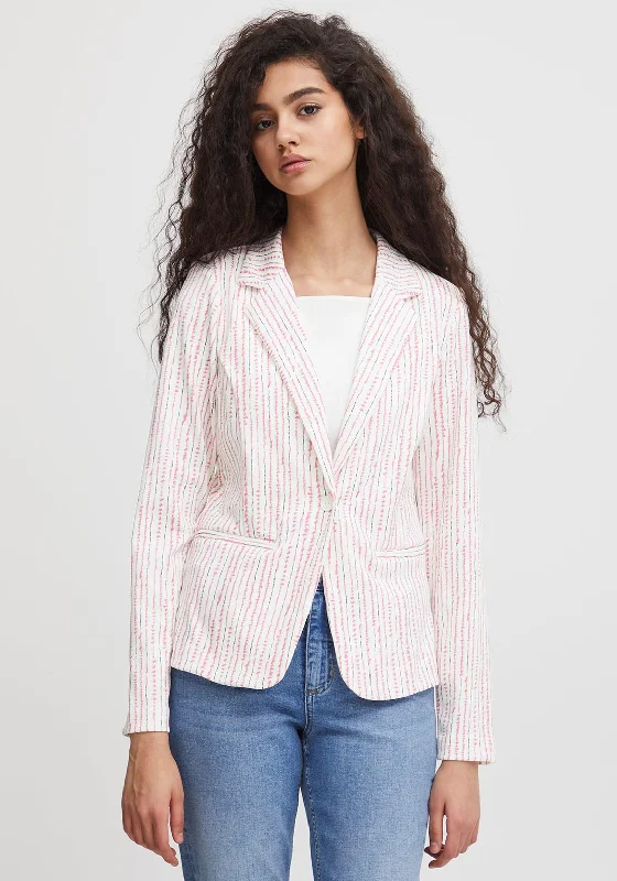 Ichi Abstract Stripe Blazer, Cloud Dancer