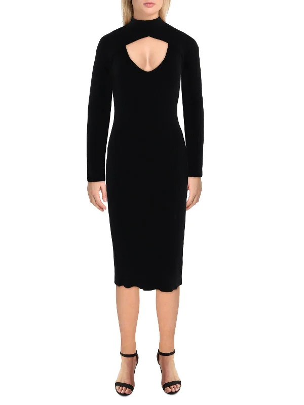 Womens Knee Length Ribbed Sweaterdress