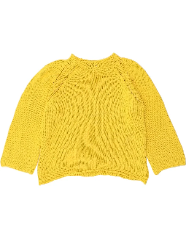 MASSIMO DUTTI Womens Crew Neck Jumper Sweater UK 16 Large Yellow Cotton