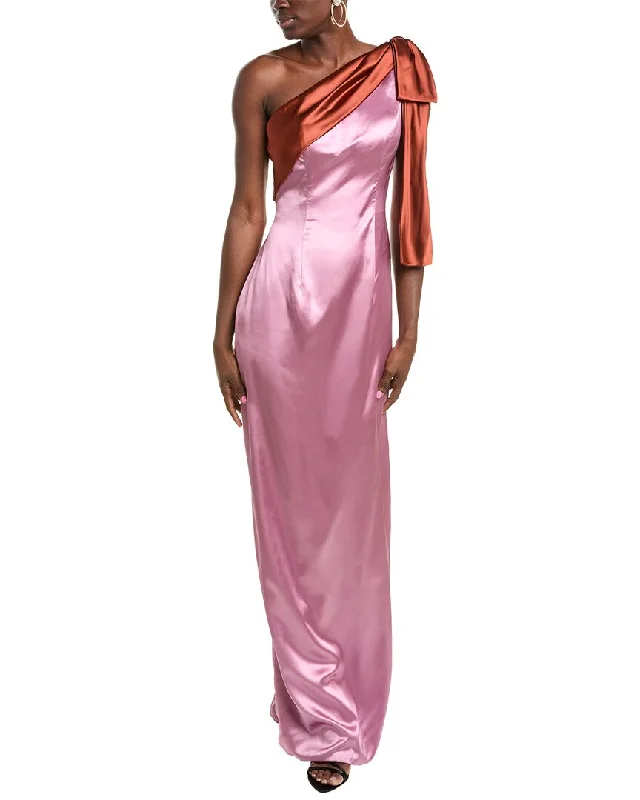 Rene Ruiz One-Shoulder Column Gown