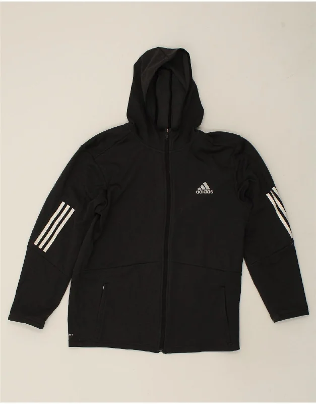 ADIDAS Womens Aeroready Zip Hoodie Sweater UK 16 Large Black Polyester