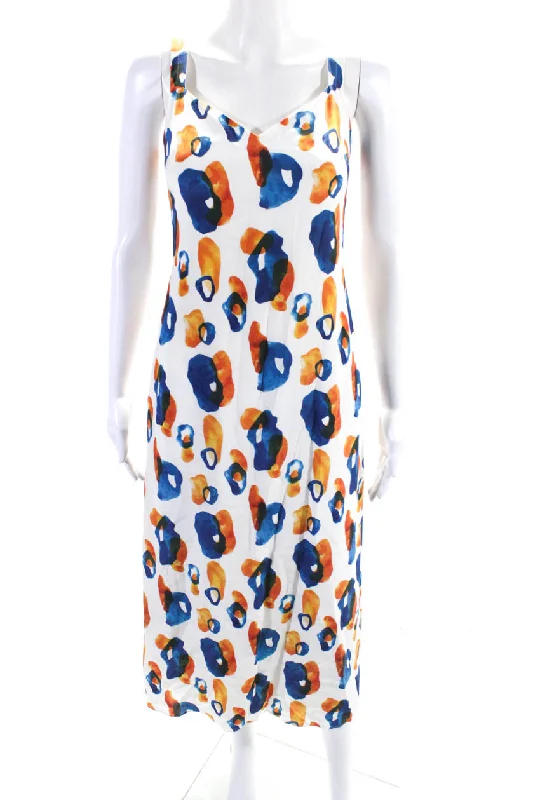 Jason Wu Womens White Silk Printed Scoop Neck Sleeveless Shift Dress