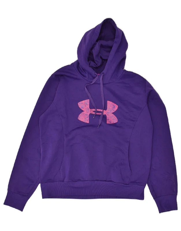 UNDER ARMOUR Womens Cold Gear Graphic Hoodie Jumper UK 18 XL Purple