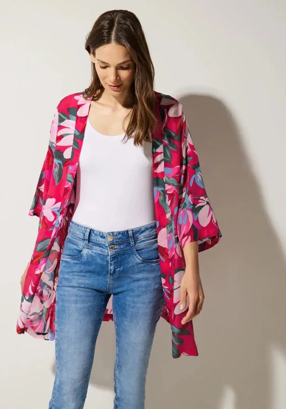 Street One Floral Print Kimono, Berry Rose