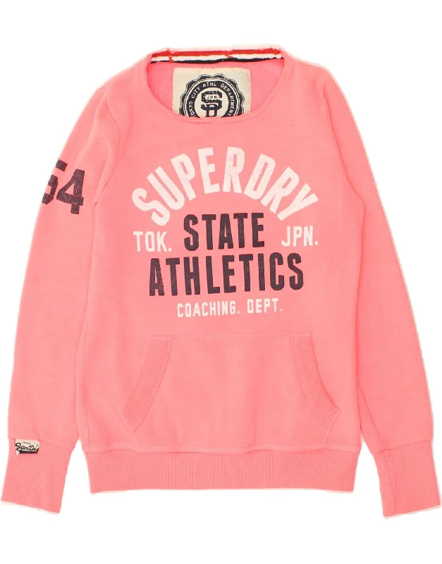 SUPERDRY Womens Graphic Sweatshirt Jumper UK 10 Small Pink Polyester