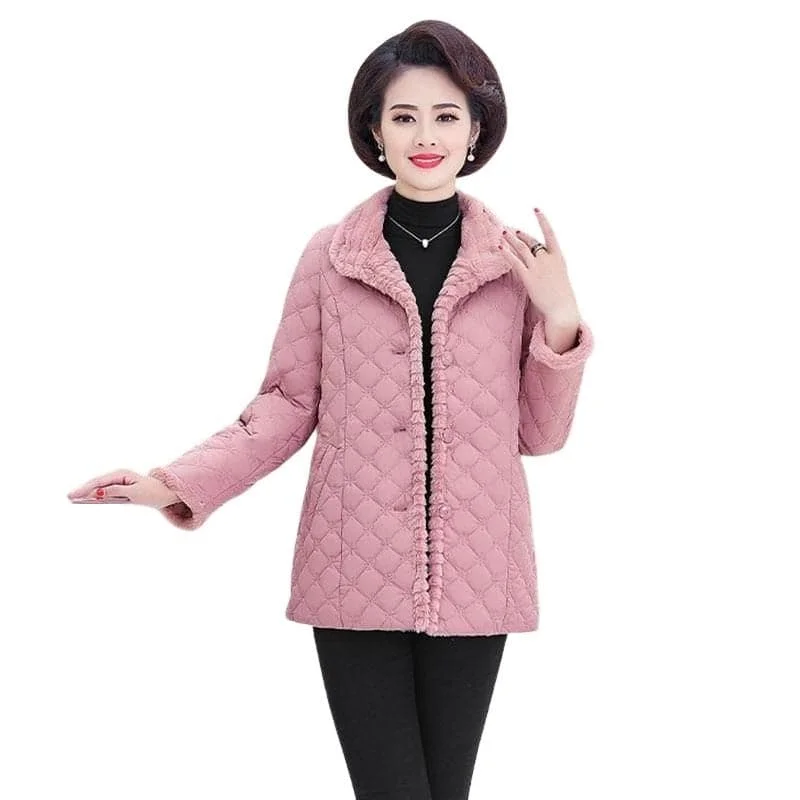 MDG Women's Fine Fashion Premium Quality Quilted Design Pink Parka Coat Jacket