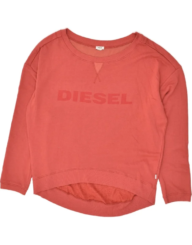 DIESEL Womens Graphic Sweatshirt Jumper UK 18 XL Orange