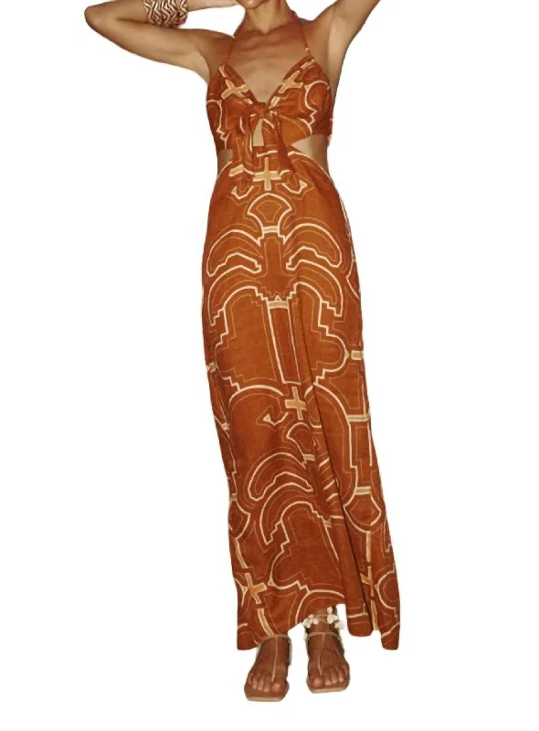 Altered States Dress In Tropics Yellow-Brown-Ecru