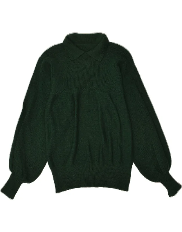 VINTAGE Womens Polo Neck Jumper Sweater UK 12 Medium Green