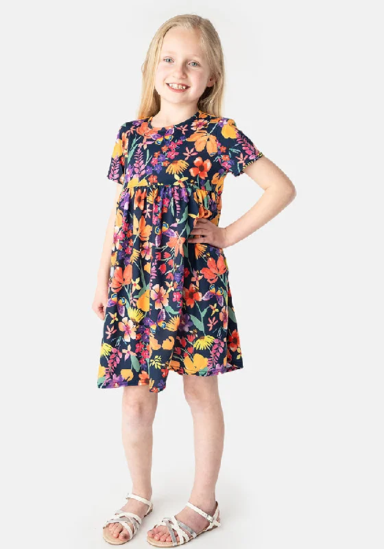 Children's Butterfly Meadow Print Dress (Kaelyn)