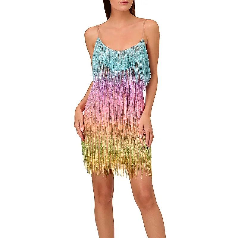 Womens Beaded Fringe Cocktail And Party Dress