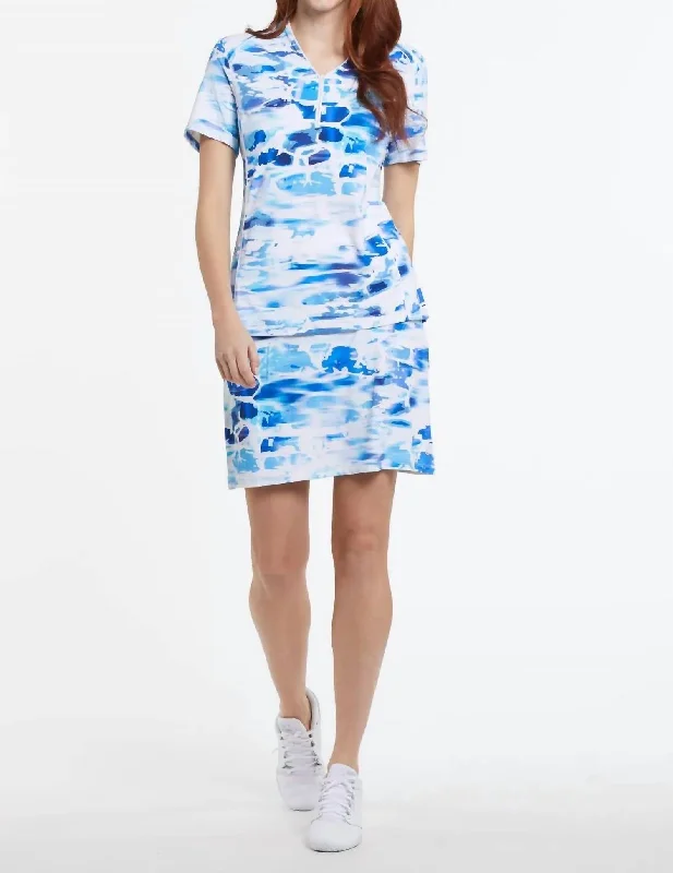 Ocean Waves Performance Dress In Blue & White