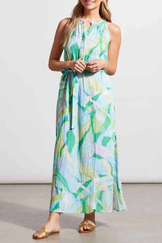 Halter Neck Maxi Dress In Blue Sea