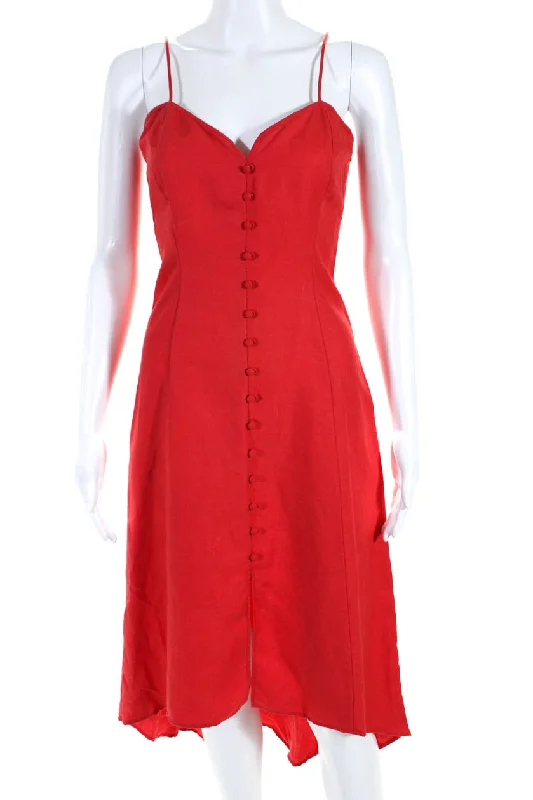 Intermix Womens Sweetheart Neck Spaghetti Strap High-Low Maxi Dress Red