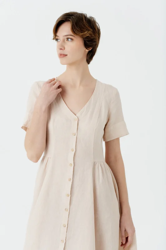 Agness Dress, Short Sleeve, Seashell White