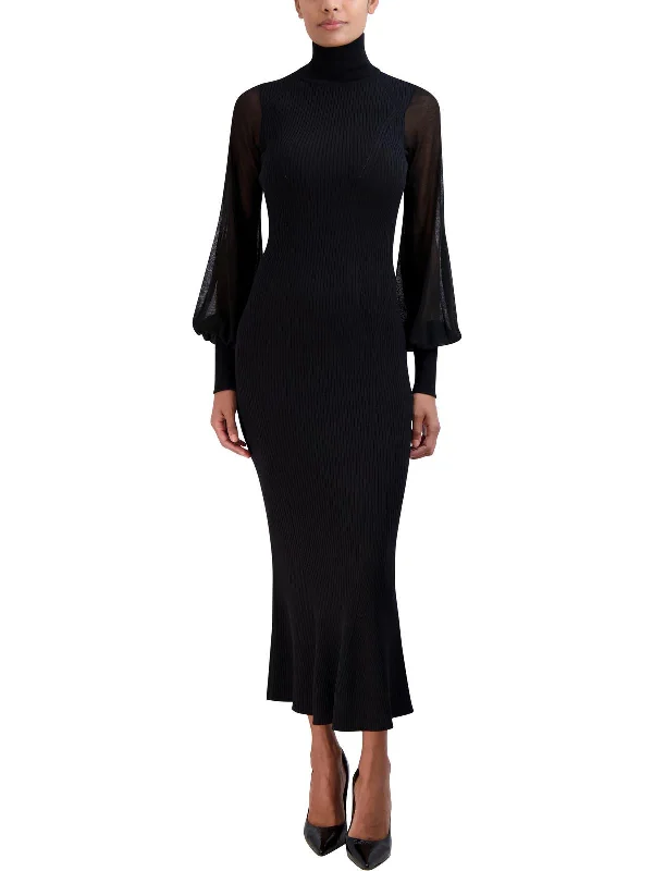 Womens Sheer Ribbed Sweaterdress