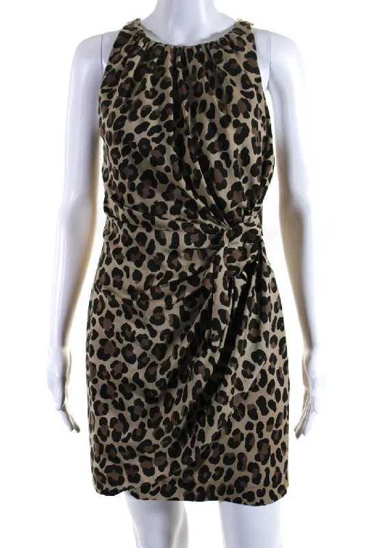 Moschino Cheap & Chic Womens Animal Print Sleeveless Dress Brown