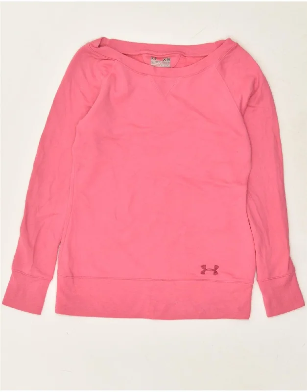 UNDER ARMOUR Womens Sweatshirt Jumper UK 6 XS Pink Polyester