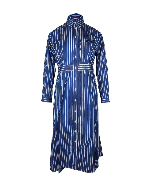 Prada Striped Shirt Dress in Blue Cotton