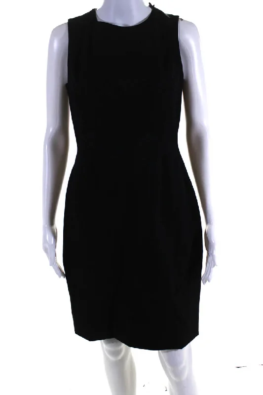 Versace Womens Woven Front Sleeveless Sheath Dress Black Wool