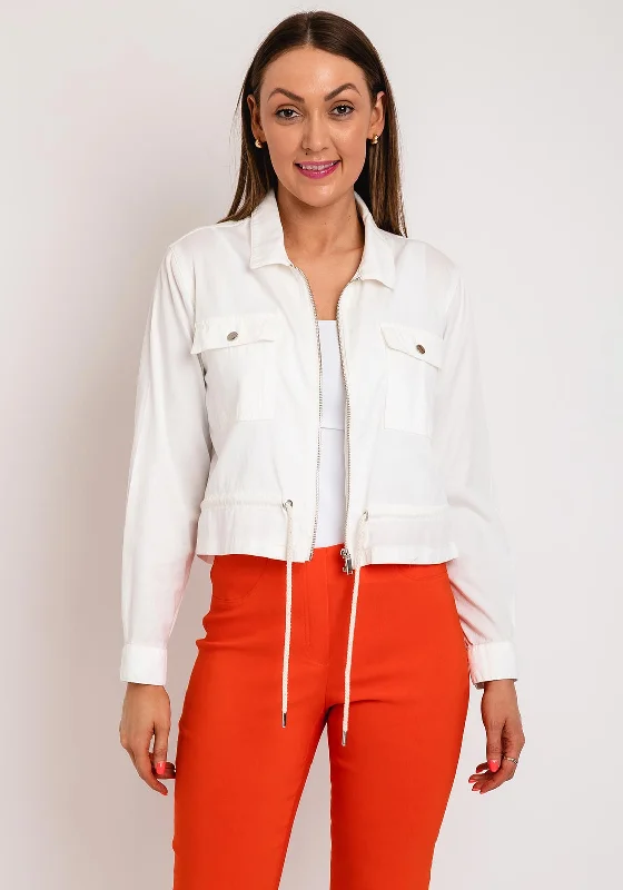 Eva Kayan Oversize Crop Zip Jacket, Off White