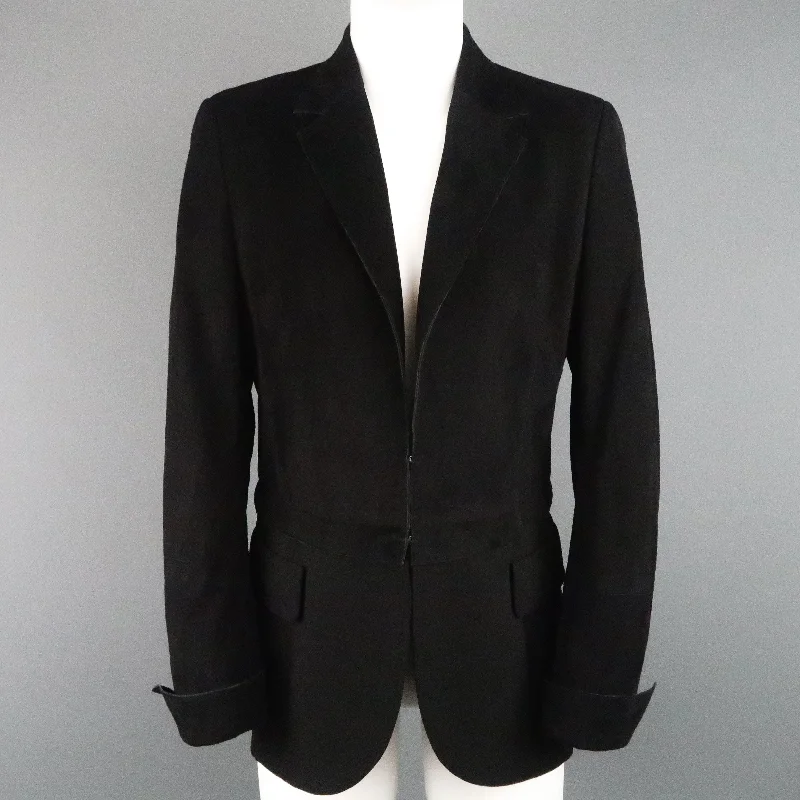 AKRIS Size 10 Black Suede & Wool Zip Off Sport Coat Jacket