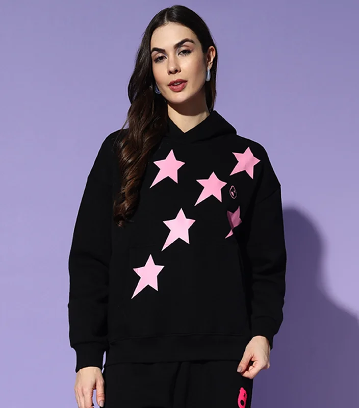 STAR Hoodie Neck Oversized Sweatshirt