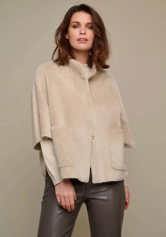 Rino & Pelle Dewi Faux Fur Cape, Stone