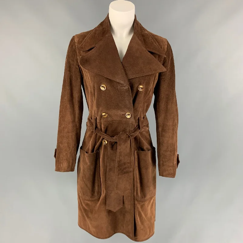 D&G by DOLCE & GABBANA Size S Brown Suede Trench Coat