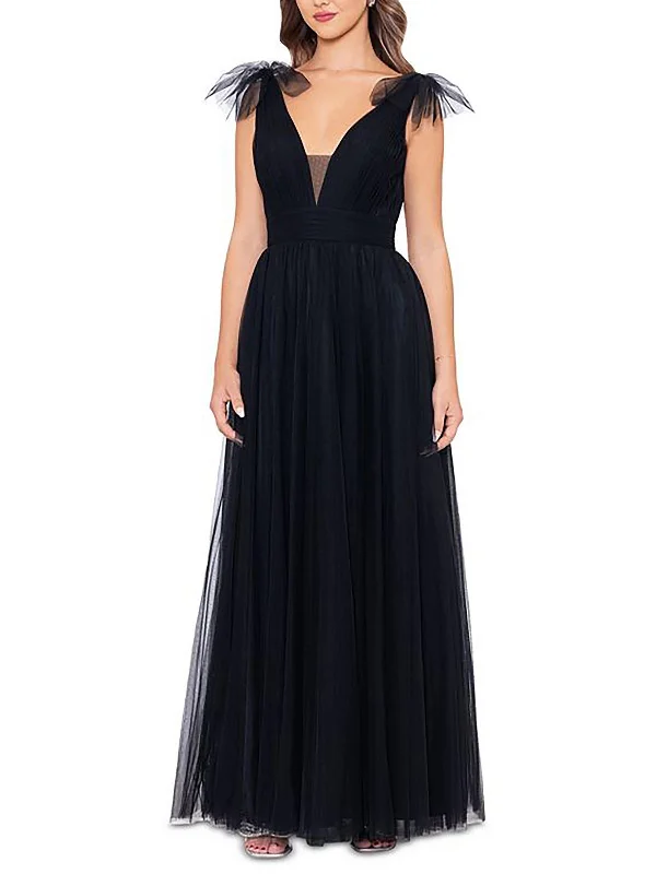 Womens V-Neck Sleeveless Evening Dress