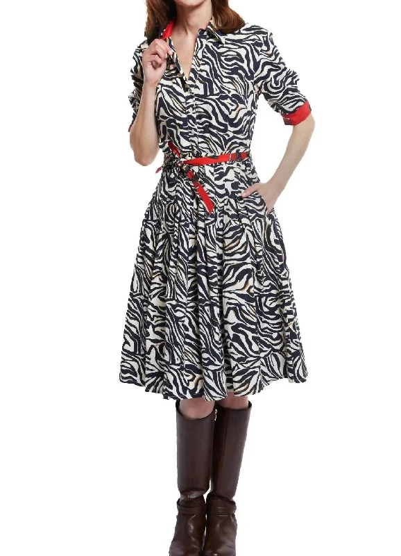 Mrs. Maisel Dress In Black Cream Zebra