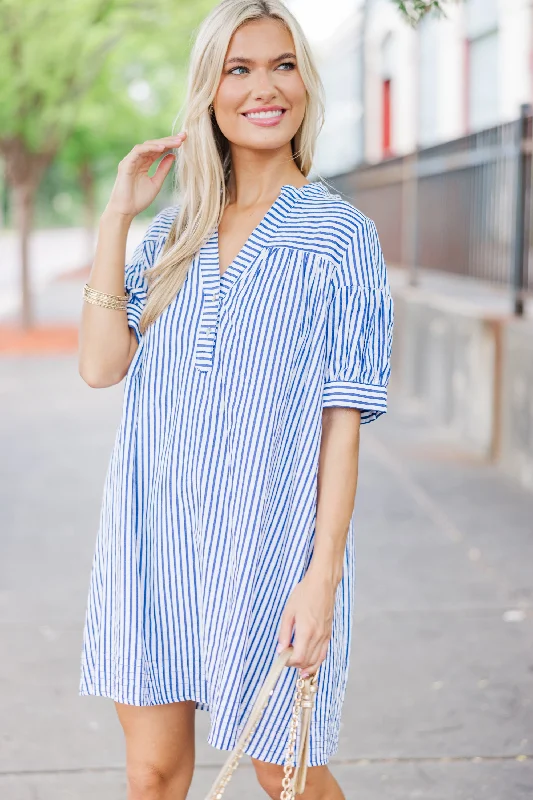 Head Of The Class Navy Striped Dress