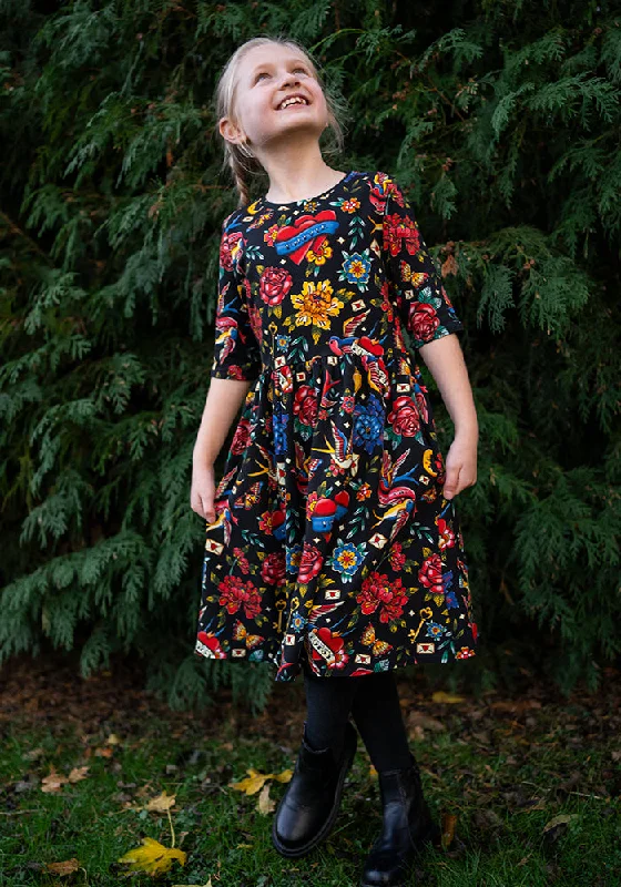 Children's Tattoo Print Cotton Dress (Roux)