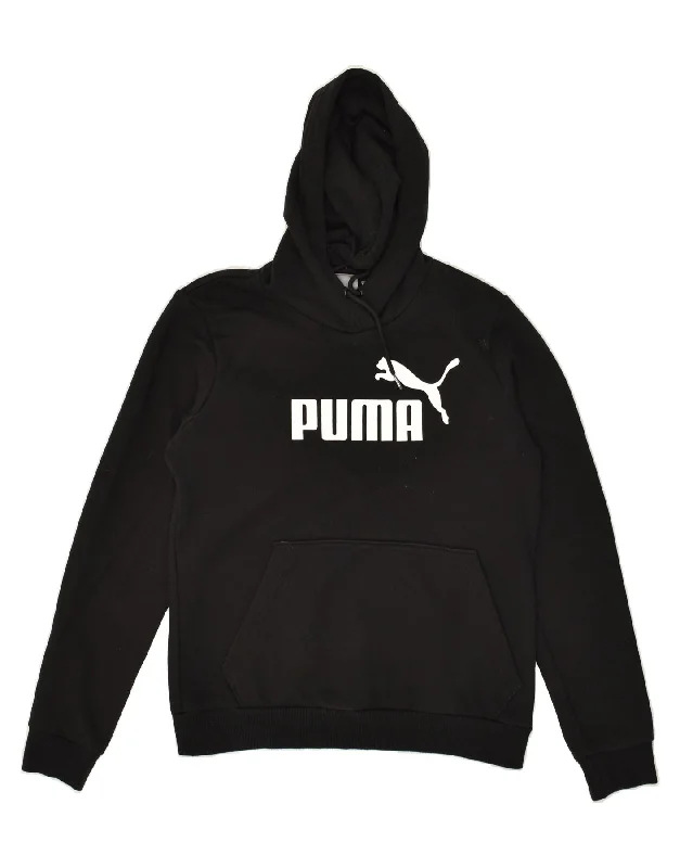 PUMA Womens Graphic Hoodie Jumper UK 12 Medium Black