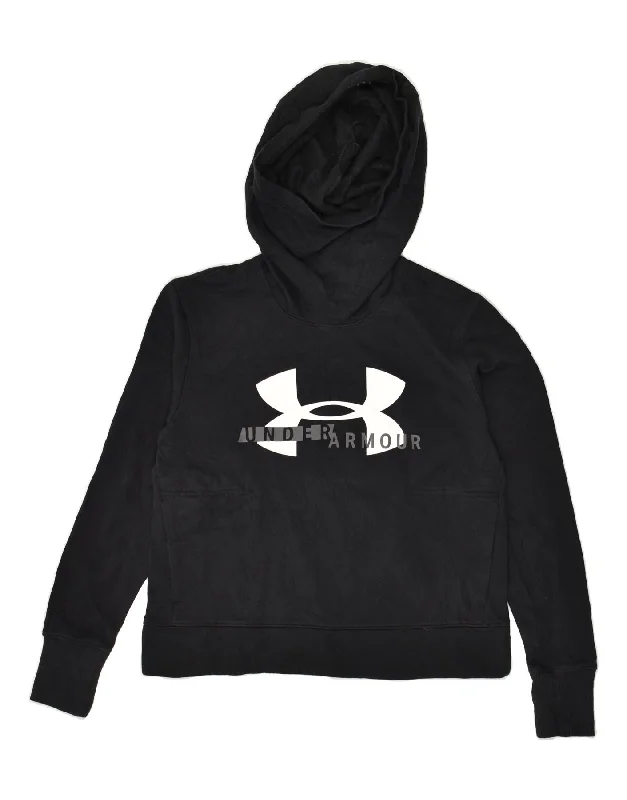 UNDER ARMOUR Womens Graphic Hoodie Jumper UK 14 Medium Black