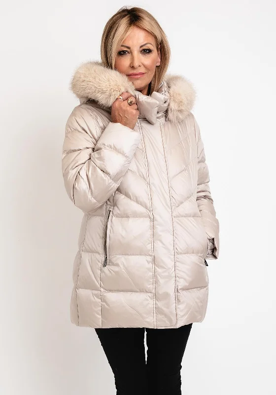 Gerry Weber Down Fill Puffer Mid Length Coat, Beige