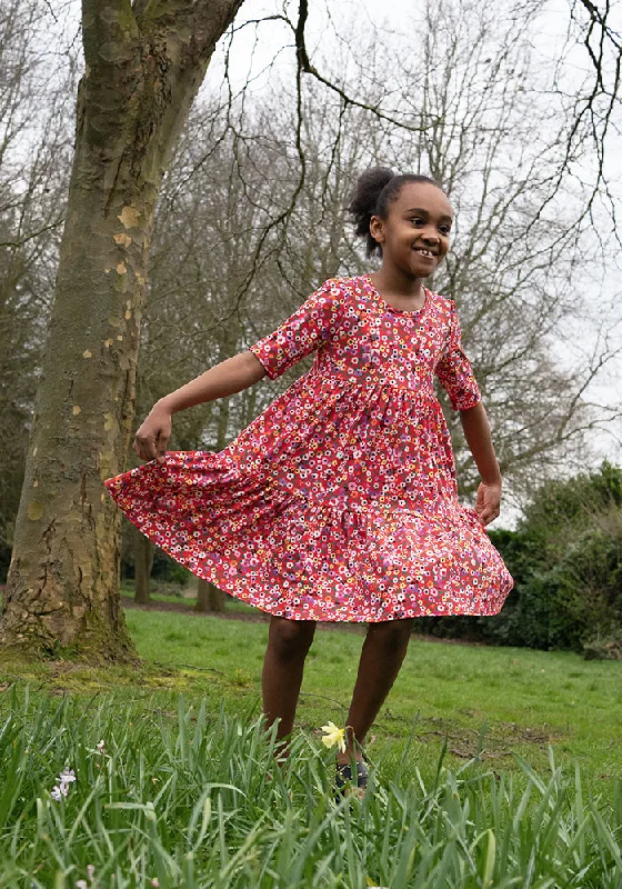 Children's Red Ditsy Print Dress (Bianca)