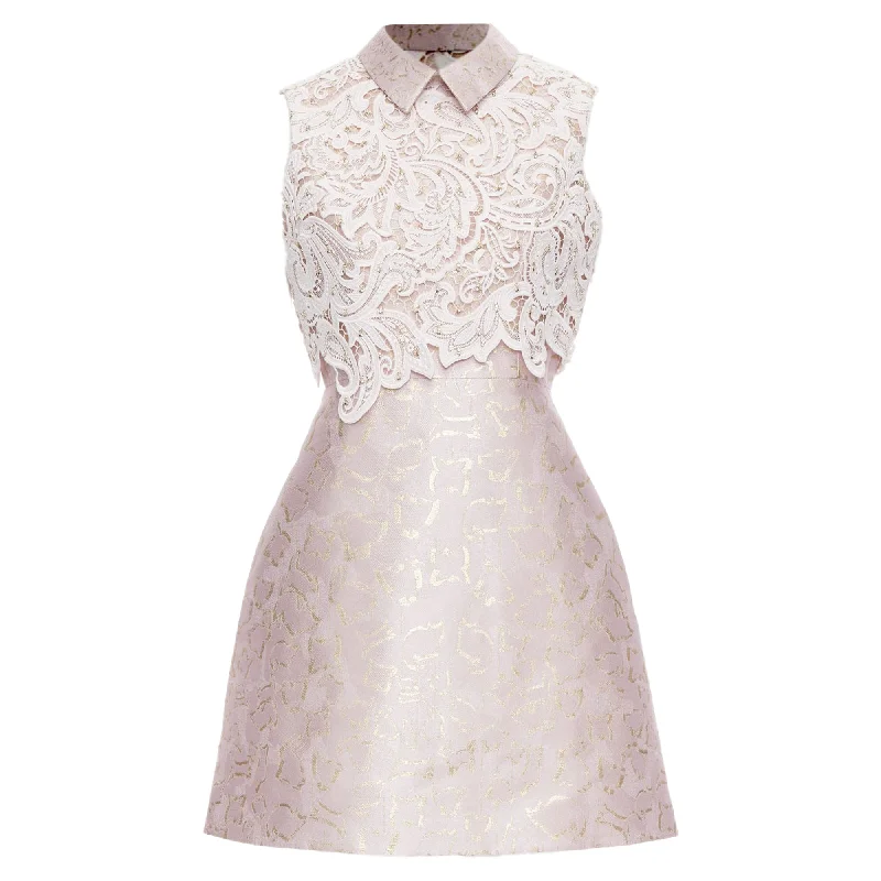 Mary Katrantzou Jacquard Crystal Lace Overlay Bodice Dress