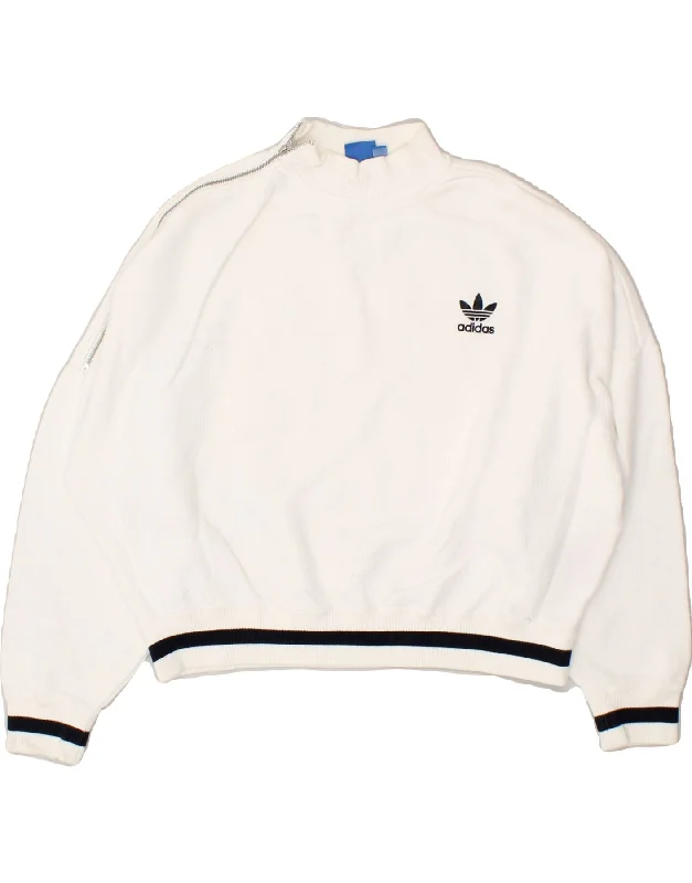 ADIDAS Womens Sweatshirt Jumper UK 10 Small  White Cotton