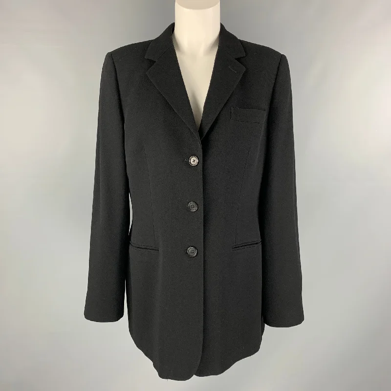 GIORGIO ARMANI Size 12 Black Wool Jacket