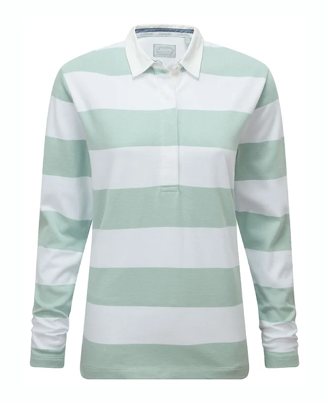 St Mawgan Rugby Shirt - Mint/White Stripe