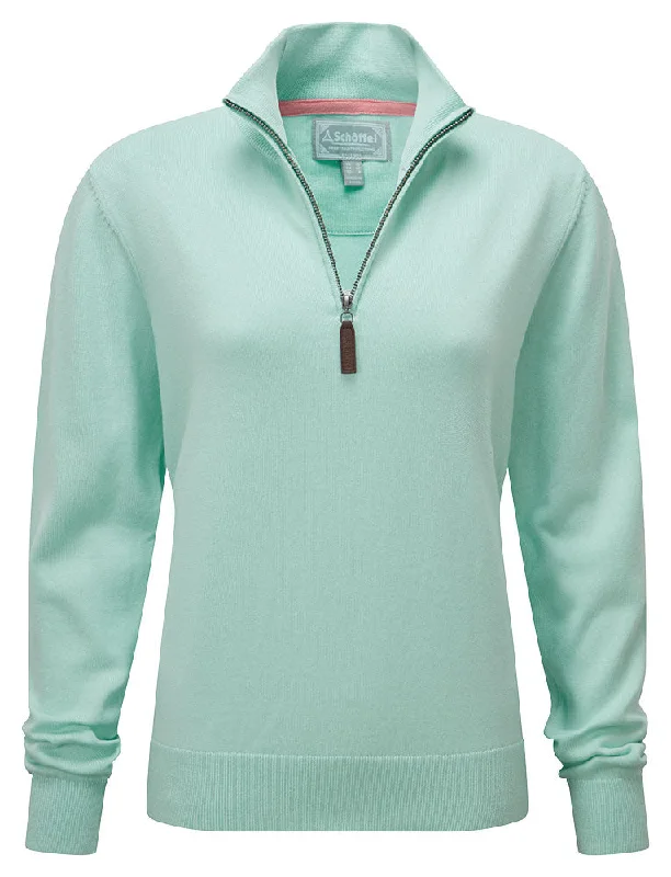 Polperro Pima Cotton 1/4 Zip - Pale Mint