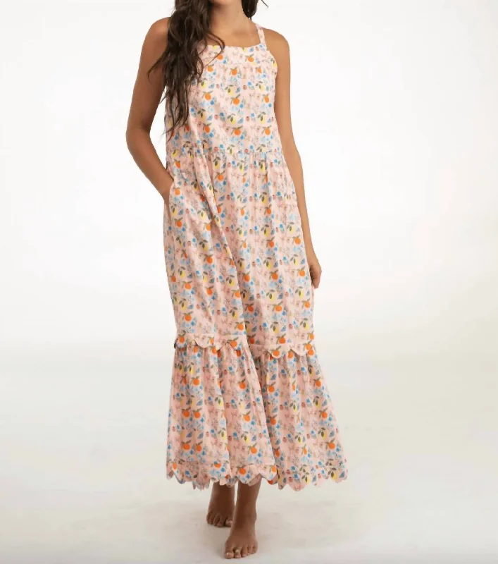 Chase Midi Dress In Pink Fruits