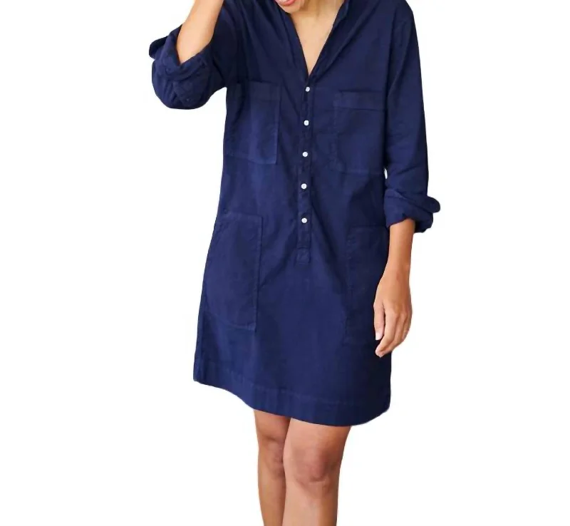 Six Pockets Utility Dress In Navy