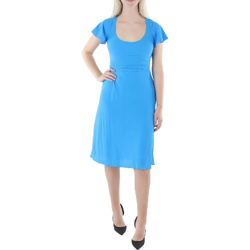 Womens Scoop Neck Knee-Length Midi Dress