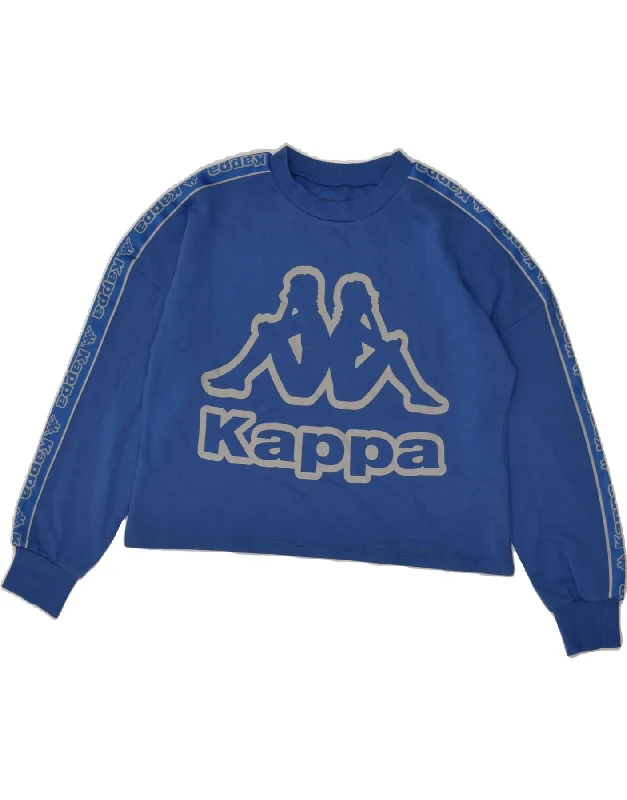 KAPPA Womens Crop Graphic Sweatshirt Jumper UK 10 Small Blue Cotton