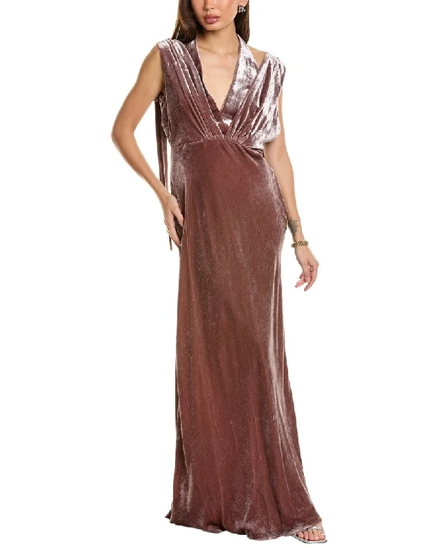 Alberta Ferretti Velvet Silk-Blend Gown