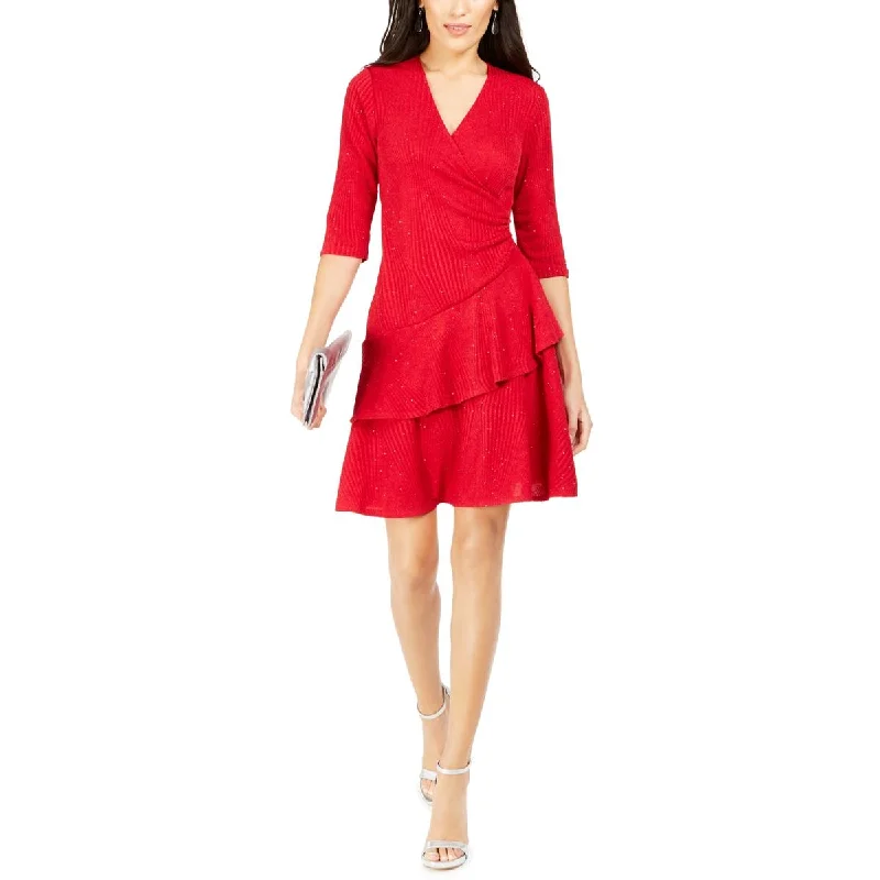 Womens Tiered Ruched Fit & Flare Dress