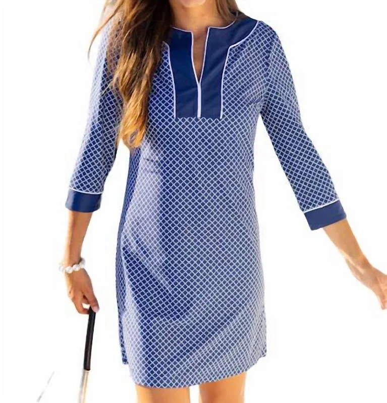 Embroidered Tunic Dress In Nautical