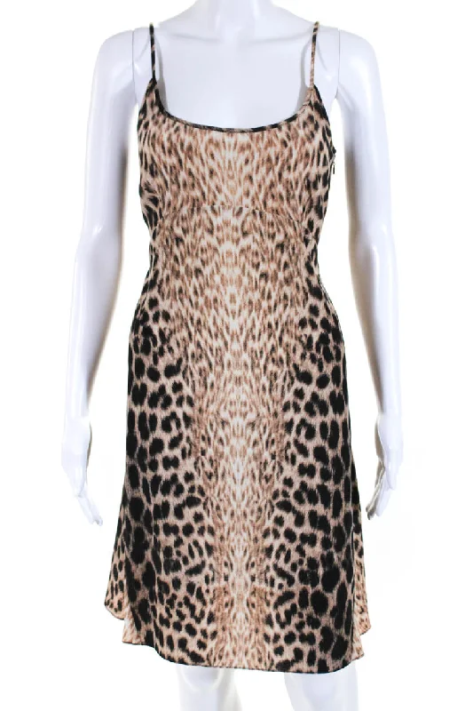 Just Cavalli Womens Animal Print Sleeveless Dress Brown Black